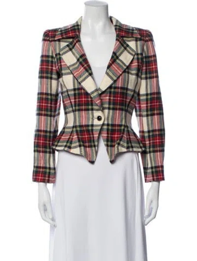 Pre-owned Ungaro Plaid Print Blazer In Multicolor