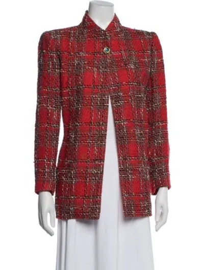 Pre-owned Ungaro Plaid Print Blazer In Red