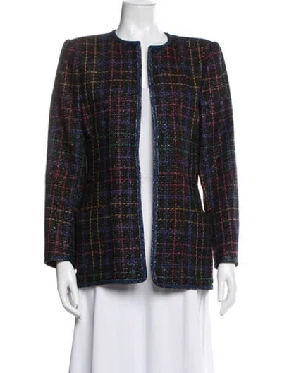 Pre-owned Ungaro Plaid Print Jacket In Black