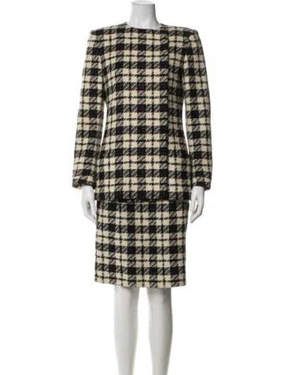 Pre-owned Ungaro Plaid Print Skirt Suit In Neutral