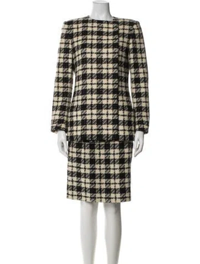 Pre-owned Ungaro Plaid Print Skirt Suit In Neutrals