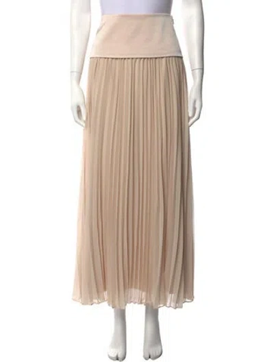 Pre-owned Ungaro Pleated Accents Long Skirt W/ Tags In Neutrals