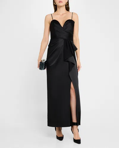 Ungaro Pleated Sweetheart Plunge Gown In Black