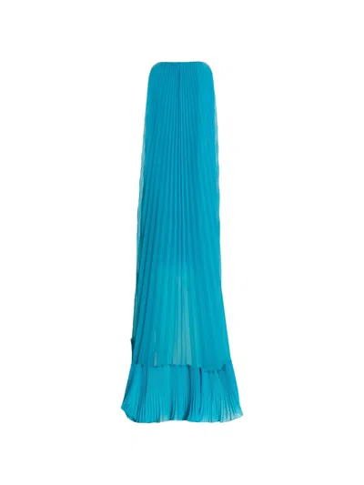 Ungaro Pleated V-neck Dress In Blue