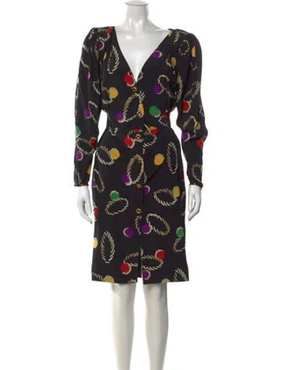 Pre-owned Ungaro Printed Knee-length Dress In Black