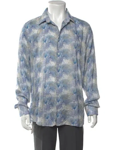 Pre-owned Ungaro Printed Long Sleeve Dress Shirt In Blue