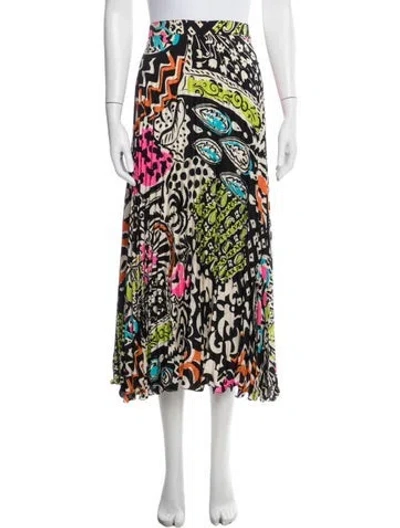 Pre-owned Ungaro Printed Midi Length Skirt In Black
