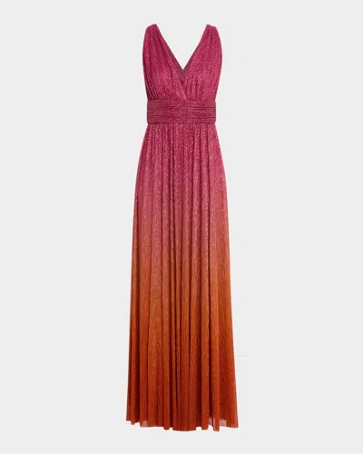 Ungaro Ray Sleeveless Shimmer Ombre Gown