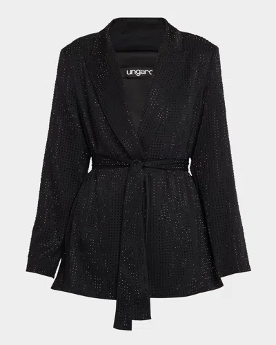 Ungaro Rhinestone Wrap-front Jacket In Black