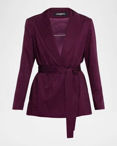 Ungaro Rhinestone Wrap-front Jacket In Burgundy