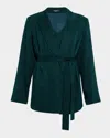 Ungaro Rhinestone Wrap-front Jacket In Green