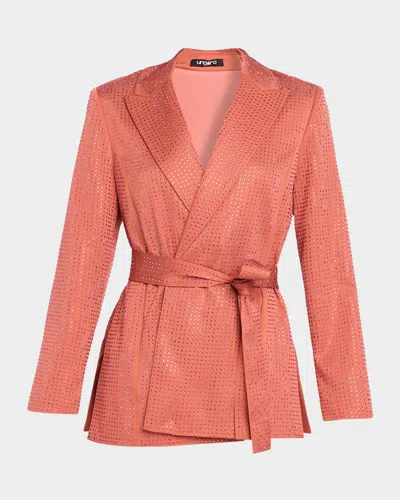 Ungaro Rhinestone Wrap-front Jacket In Orange