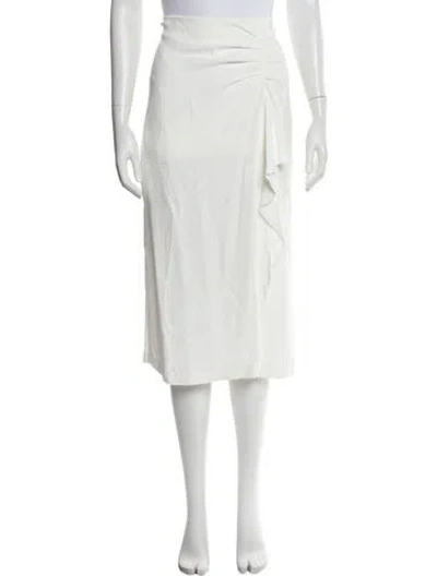 Pre-owned Ungaro Ruffle Embellishment Midi Length Skirt In White