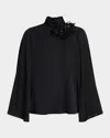 Ungaro Sequin Floral Applique Blouse In Black
