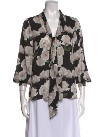 Pre-owned Ungaro Silk Floral Print Blouse In Multi
