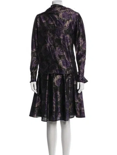 Pre-owned Ungaro Silk Floral Print Set In Blue