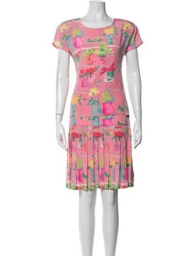 Pre-owned Ungaro Silk Floral Print Skirt Set In Pink