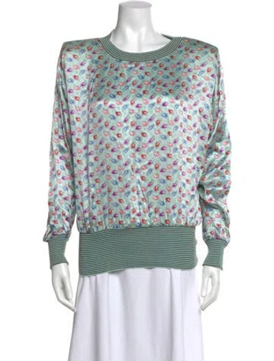 Pre-owned Ungaro Silk Graphic Print Top In Green