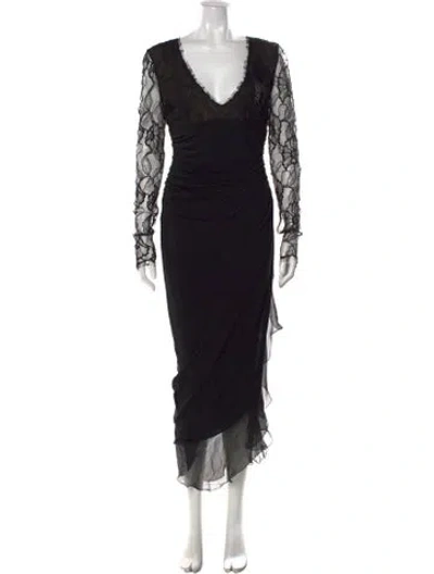 Pre-owned Ungaro Silk Long Dress In Black