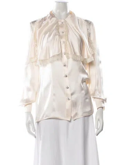 Pre-owned Ungaro Silk Long Sleeve Blouse In Neutrals