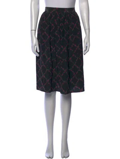 Pre-owned Ungaro Silk Midi Length Skirt In Black