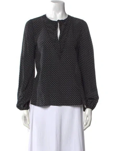 Pre-owned Ungaro Silk Polka Dot Print Blouse In Black