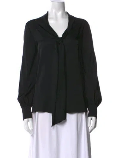 Pre-owned Ungaro Silk Tie Neck Blouse In Black
