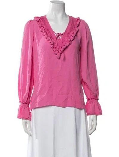 Pre-owned Ungaro Silk V-neck Blouse In Pink