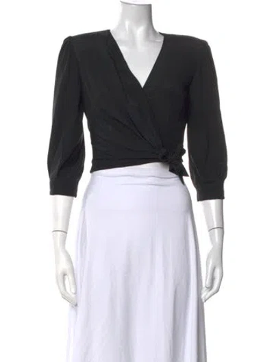 Pre-owned Ungaro Silk V-neck Top In Black