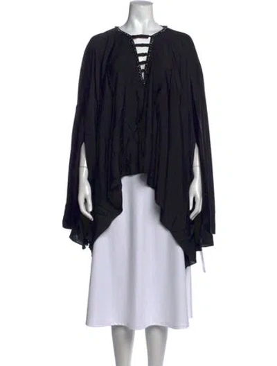 Pre-owned Ungaro Silk V-neck Top W/ Tags In Black