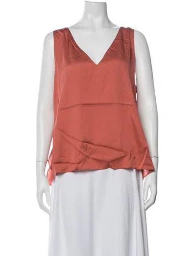 Pre-owned Ungaro Silk V-neck Top W/ Tags In Orange