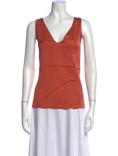 Pre-owned Ungaro Silk V-neck Top W/ Tags In Orange