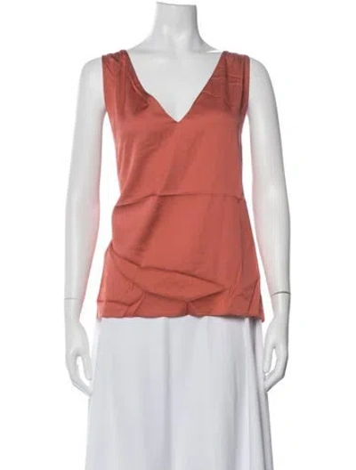 Pre-owned Ungaro Silk V-neck Top W/ Tags In Orange