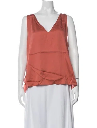 Pre-owned Ungaro Silk V-neck Top W/ Tags In Orange