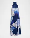 Ungaro Sky Rhinestone Floral-print Halter Maxi Dress