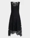 Ungaro Sleeveless Floral Lace Midi Dress In Black
