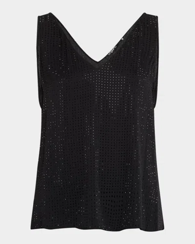 Ungaro Sleeveless Rhinestone Blouse In Black