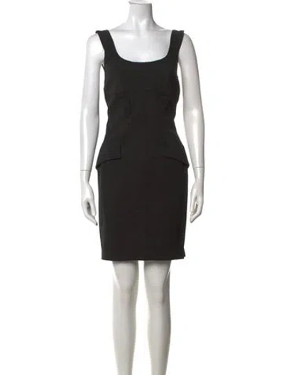 Pre-owned Ungaro Square Neckline Knee-length Dress In Black