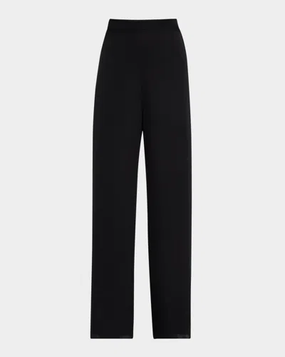 Ungaro Straight-leg Stretch Georgette Pants In Black