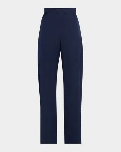 Ungaro Straight-leg Stretch Georgette Pants In Midnight