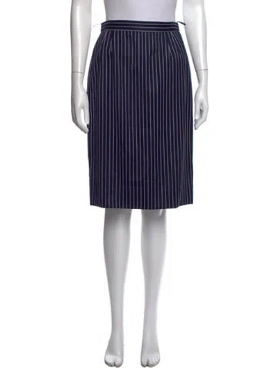 Pre-owned Ungaro Striped Midi Length Skirt In Blue