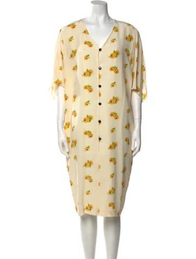 Pre-owned Ungaro Ter Floral Print Midi Length Dress In Neutral