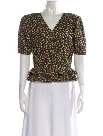 Pre-owned Ungaro Ter Floral Print V-neck Blouse In Multi