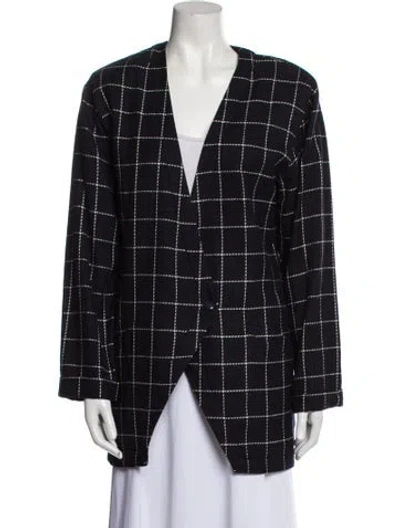 Pre-owned Ungaro Ter Plaid Print Evening Jacket In Blue