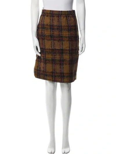 Pre-owned Ungaro Ter Plaid Print Knee-length Skirt In Brown