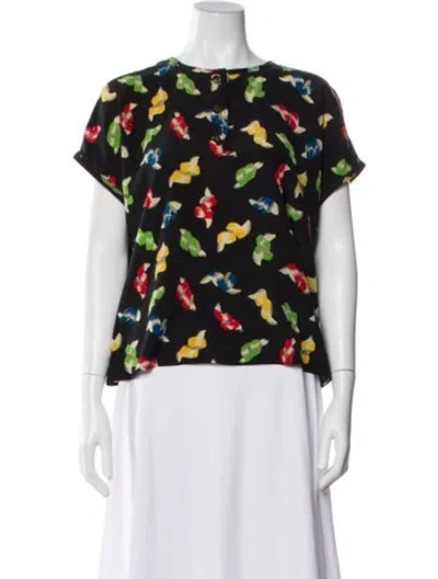 Pre-owned Ungaro Ter Printed Crew Neck Top In Black