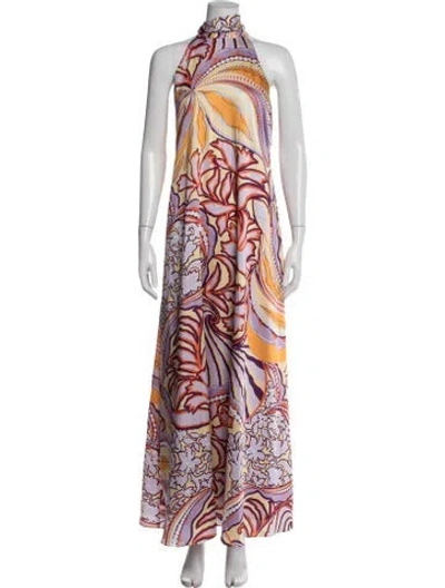 Pre-owned Ungaro Ter Printed Long Dress In Purple
