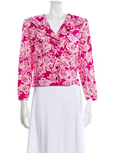Pre-owned Ungaro Ter Silk Floral Print Blouse In Pink