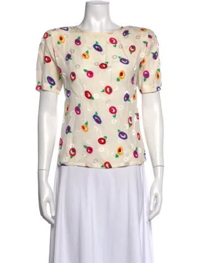 Pre-owned Ungaro Ter Silk Graphic Print Top In Neutral