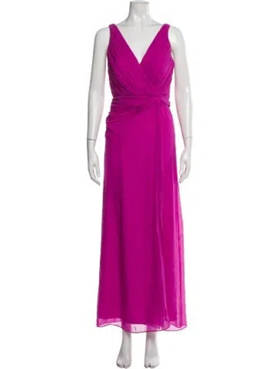 Pre-owned Ungaro Ter V-neck Long Dress In Pink